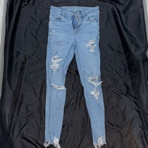 American Eagle Outfitters Light Blue Distressed Skinny Jeans